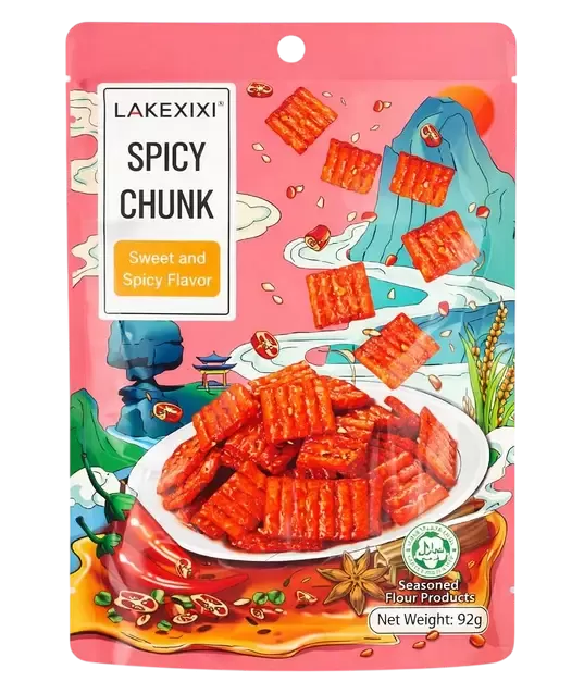 Снек соєвий Латяо Lakexixi Spicy Сhunk солодко-гострі шматочки 92 г