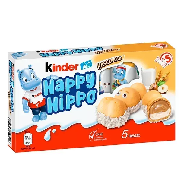Kinder Happy Hippo Лісовий горіх Батончик коробка 5 шт