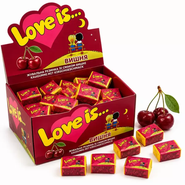 Жувальна гумка Love is зі смаком вишні 100 шт Жувальна гумка Love is зі смаком вишні 100 шт
