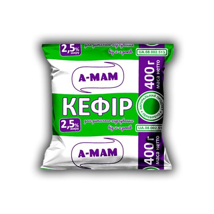 Кефір 2,5% жиру для дитячого харчування від 2-х років 400г ТМ АМА