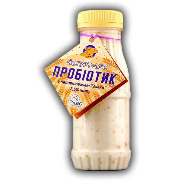 Йогурт питний з наповнювачем "Злаки" 2,5% жиру з пробіотиком LGG