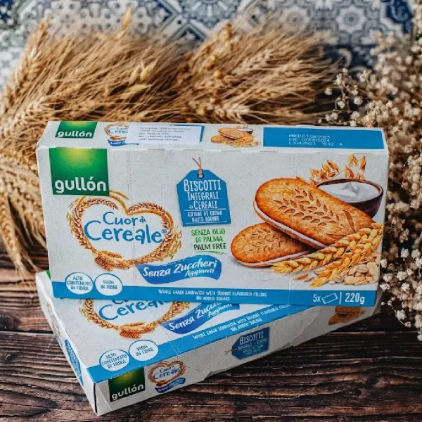 Печиво Сендвіч Gullon Cuor di Cereale з йогуртовою начинкою без цукру і пальмової олії 220 г Іспанія