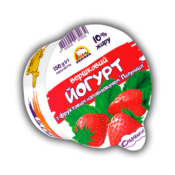 Йогурт вершковий 10% жиру з фруктовим наповнювачем "Полуниця"